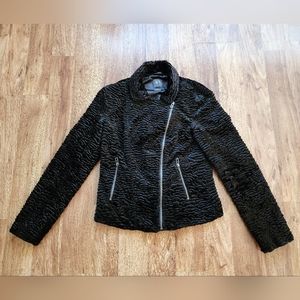 Armani Exchange Black Velour Fur Womens Jacket Coat Size S